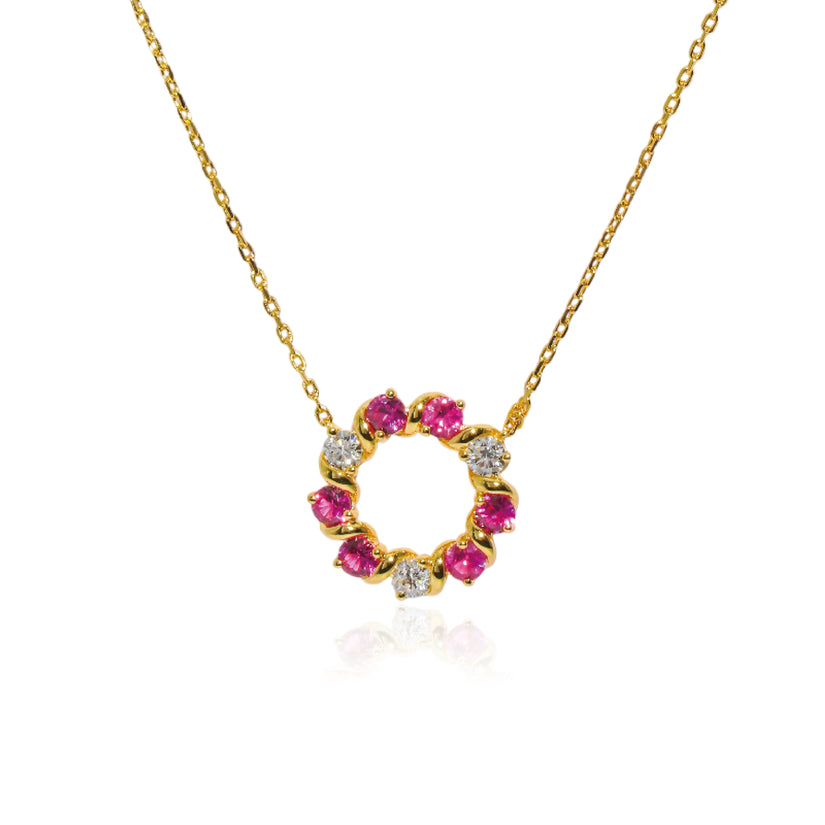 Golden Brilliance Petite Circle Diamond Necklace