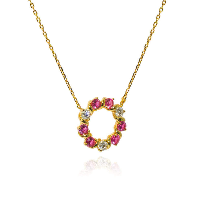 Golden Brilliance Petite Circle Diamond Necklace