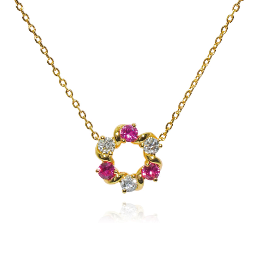 Golden Brilliance Circle Diamond Necklace