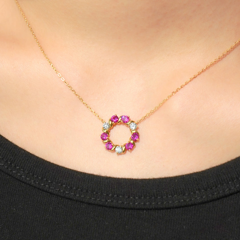 Golden Brilliance Petite Circle Diamond Necklace