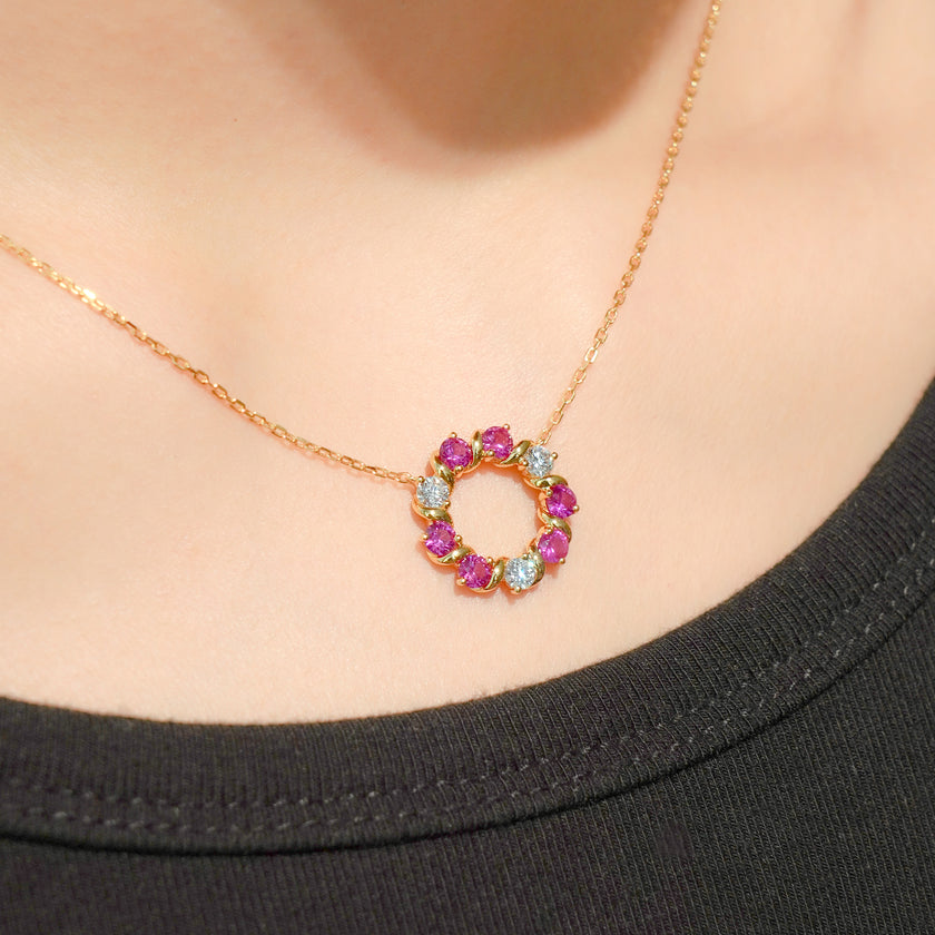 Golden Brilliance Petite Circle Diamond Necklace